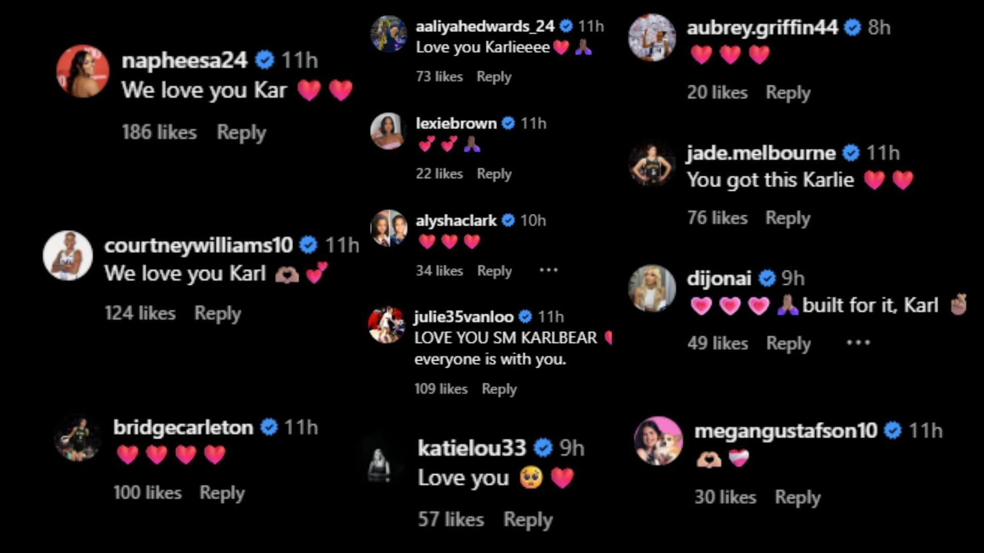 WNBA personalities send hopeful messages to Karlie Samuelson